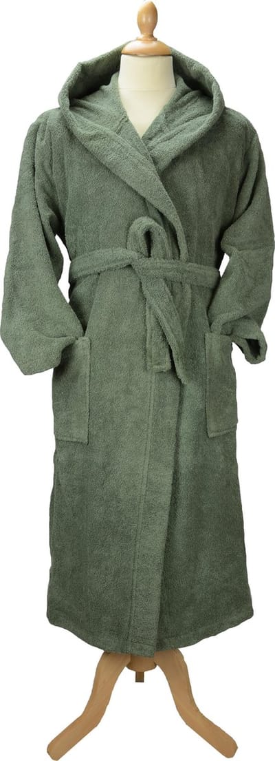 ARTG® Robezz - Badjas met Capuchon - 100% Katoen - Badstof - Leger Groen - Army Green - Maat XS