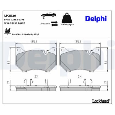 Remblokset DELPHI LP3529, voor