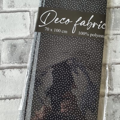 Deco Stof, 100% Polyester, quilten, patchwork, embroidery, 70 x 100 cm, Patroon zwart met spikkels