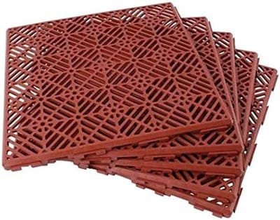 Kunststof Tuintegels - Vloer Terrastegels - Buiten Terras Aanleggen - Antislip Kliksysteem - 30x30 cm - Terracotta