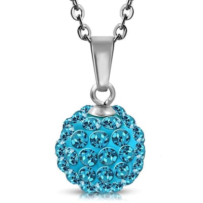 Amanto Ketting Cava Aqua - 316L Staal - Shamballa - Ø12mm - 45cm