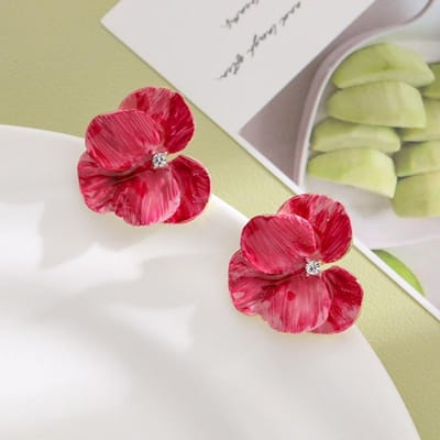 Nieuwe Vlinder Bloemblaadjes Emaille Oorknopjes Voor Vrouwen Meisje Bruiloft Sieraden Dame Temperament Ruit Pendientes beige