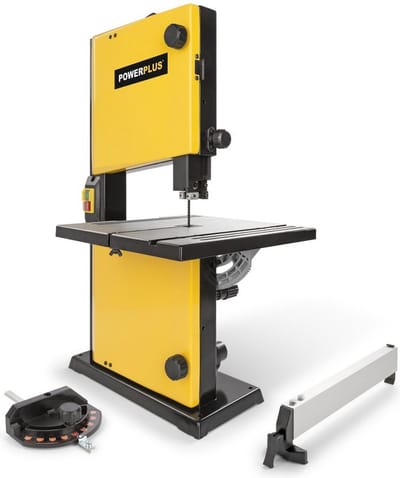Powerplus elektrische lintzaag POWX1800 - 350W zaagmachine - 302x313mm tafel - parallelgeleider & hoekgeleider - met 1 acc.