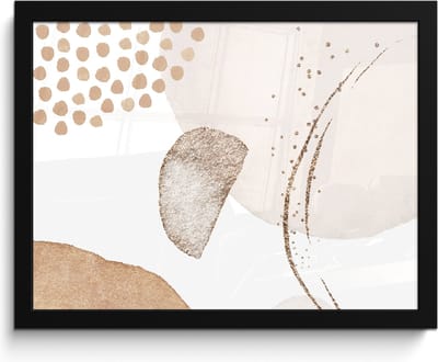 Poster in lijst - Fotolijst 40x30 cm - Posters - Watercolor - Pastel - Beige - Abstract - Modern - Posterlijst zwart - Wanddecoratie badkamer - Muurdecoratie WC - Decoratieve accessoires - Toilet muur decoratie