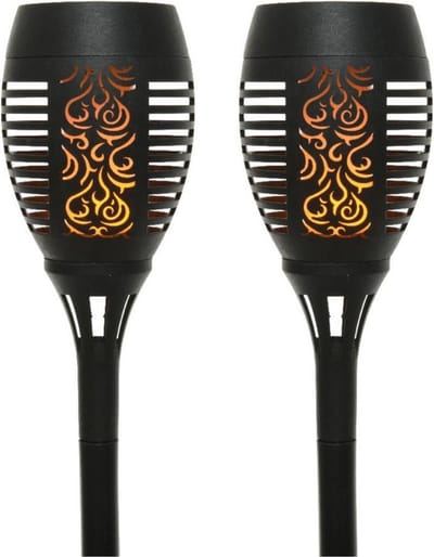 4x stuks lumineo solar tuinlamp / fakkel / prikspot - vlameffect - zonne-energie - 49 cm
