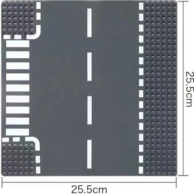 25,5x25,5cm Bouwstenen Basisplaat Stadsweg Straat Recht Kruispunt Bocht T-splitsing Kinderen Bakstenen Speelgoed