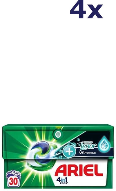 Ariel 4in1 Wasmiddel Pods Lenor Unstoppables - 4 x 30 stuks - Voordeelverpakking