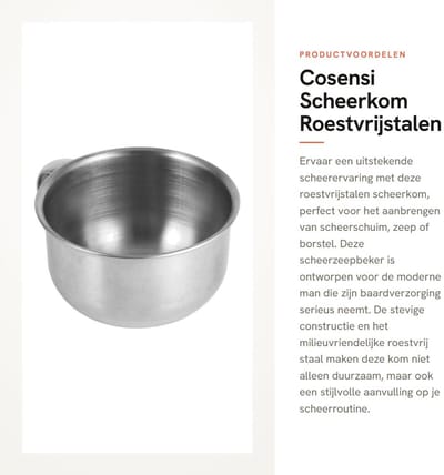 Dailygoods- Scheerkom Roestvrij Staal - Scheerzeepbeker - Scheerkombeker - Duurzaam - Stijlvol - Handig in gebruik - Scheerkommetje