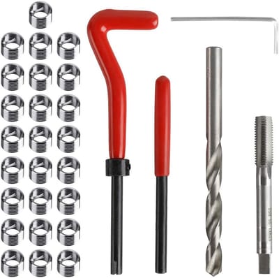 Set van 30 Draad Reparatie Kit - Geschikt voor Auto Reparatie Handgereedschap Kit - M8 x 1.25mm
