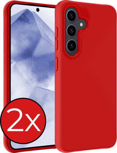 Hoesje - 2 Stuks - Geschikt voor Samsung Galaxy A55 - Sterk & Shockproof - Telefoonhoes - Back Cover - Case Siliconen - Telefoon Hoes - Rood