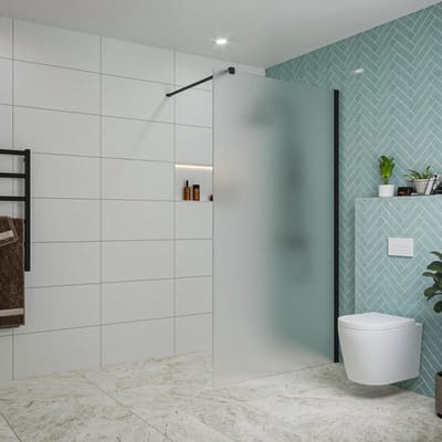 FugaFlow Eccelente Vetro inloopdouche badkamer - 110x200cm - mat glas - wandarm - mat zwart