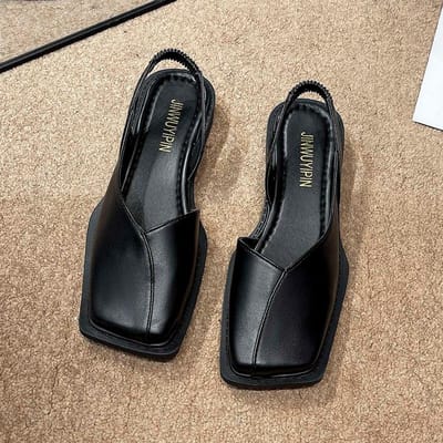 Zomer Elegante Dames Sandalen Vierkante Hak 35-40 Vierkante Neus Mode Dames Elastische Band Platte Hak Vrouwen Ondiepe Feestschoenen 37 gray