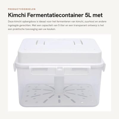 Dailygoods- Kimchi Opbergdoos Grote Capaciteit - Fermentatiecontainer - Transparant Ontwerp - Elastische Persplaat - Voor Zuurkool/Augurken - Eenvoudig te Wassen