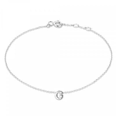 New Bling 9NB-909G Zilveren letterarmband - Letter G - lengte 16,5+1+1cm - gerhodineerd