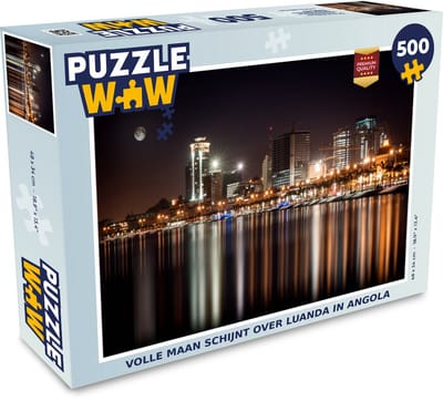 Puzzel Volle maan schijnt over Luanda in Angola - Legpuzzel - Puzzel 500 stukjes