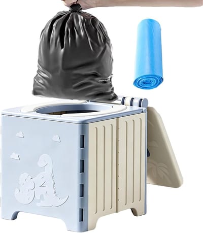 Draagbaar Kinderpotje - Opvouwbaar Reistoilet - Hygiënisch Onderweg - Antislip Bodem - 23x22x23 cm - Blauwgrijs