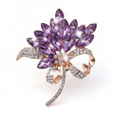 Dames Broche Paarse Orchidee - 18K Verguld - Frans Design - Cadeau Voor Haar - Elegant - Dames Sieraden