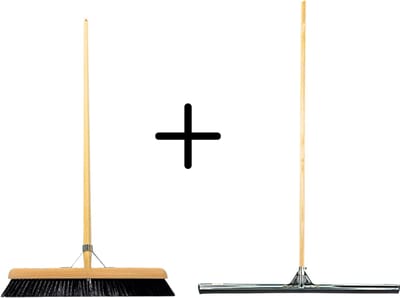 Synx Tools Paardenhaar 50cm + Vloertrekker 75cm met Steel 150cm - Kamerveger – Vloerreiniger – Moppen – Zachte binnenbezem met steel 160cm