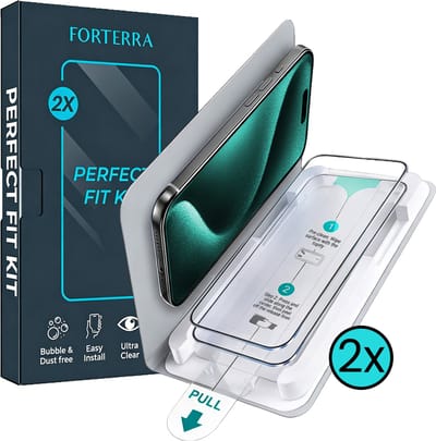 Screenprotector - 2 Stuks - Geschikt voor Apple iPhone 15 Pro - Met Montage Frame - Perfect Fit Kit - Geen Luchtbellen - Gehard Glas - Beschermglas - Tempered Glass - Screen Protector - Nauwkeurige Plaatsing - Case Friendly