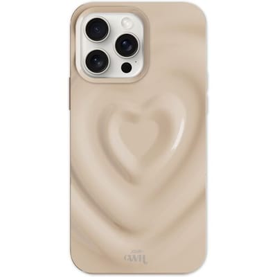 xoxo Wildhearts Biggest Love Creme telefoonhoesje - Geschikt voor iPhone 14 Pro - Heart case - Hoesje met hartjes patroon - Case met hart - telefoonhoesje met camera bumper - Creme / Beige