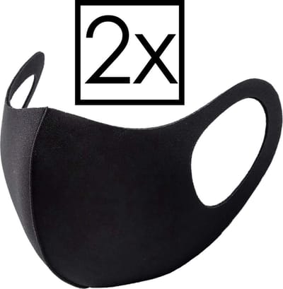 Mondkapje Wasbaar Universeel Mondmasker Wasbaar Niet Medisch Zwart - 2x