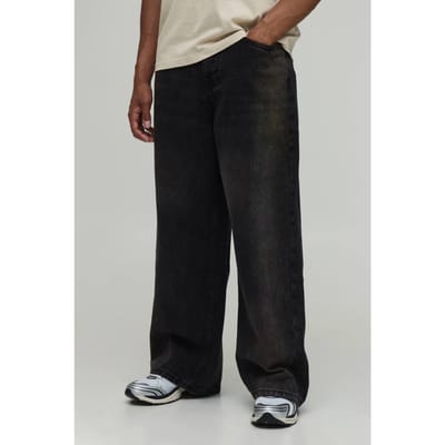Baggy Stijve Bleach Washed Denim Jeans | Dark Brown | Size 36R