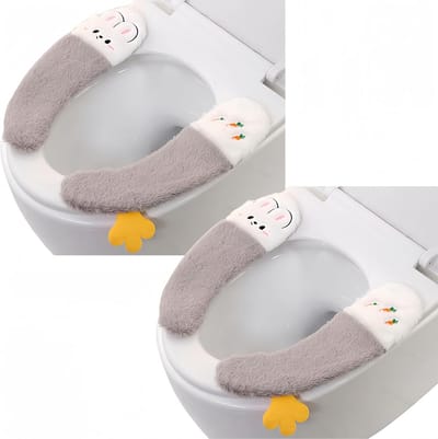 2 Paar Wc Seat Cover, Verdikte Sticky Toilet Cover Pad, Mooie Winter Wasbaar Pluche Toilet Kussen, Zachte Toilet Seat
