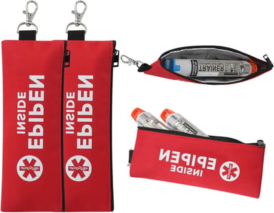 Draagbare Tas voor EpiPen: Noodtas voor Essentiële Medicijnen bij Allergieën en Diabetes, 2 Rood, Makkelijk Meenemen
