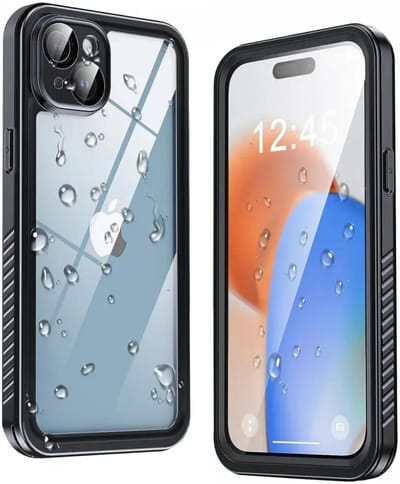 SBG Outdoor Case Waterdicht Transparant Hoesje geschikt voor Apple iPhone 15 Plus | Shockproof | Onderwater tot twee meter | Antislip greep | IP68-gecertificeerd | Doorzichtig / Zwart