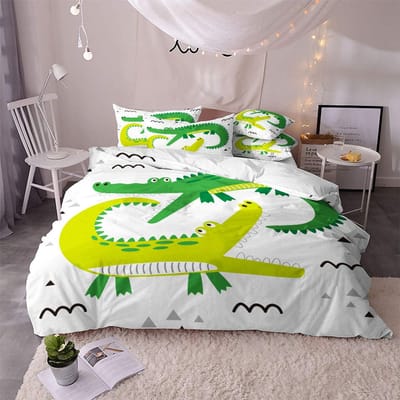 Abstracte Dekbedovertrekset, Alligatorhuid Afrikaans Dier Krokodil Dekbedovertrek, 3-delige Beddengoedset met Kussenslopen, Volledige Maat EU single(135x200cm)