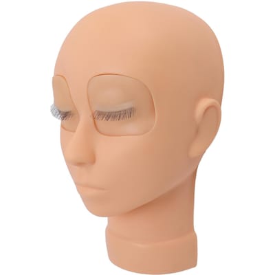 Wimperextensie Mannequin Hoofd Soft Touch Wimper Oefen Mannequin Hoofd met Vervangbare Oogleden beige