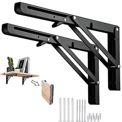 Opvouwbare 12 inch metalen plankbeugels - 2 stuks zware steunbeugels voor wandmontage