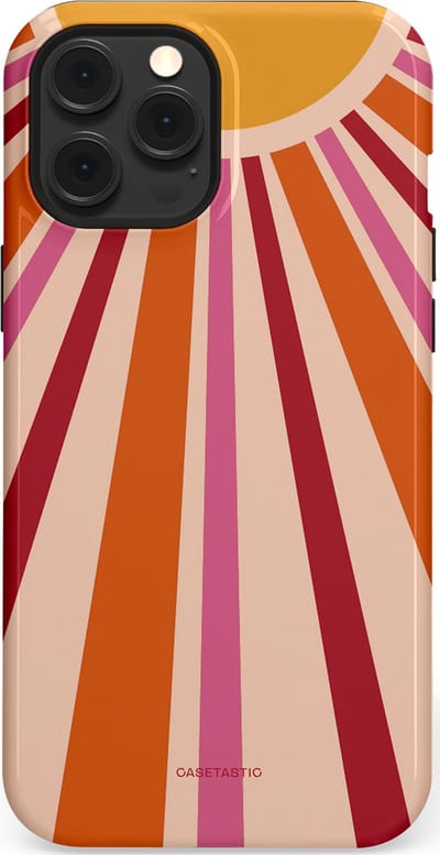 Casetastic Hoesje Geschikt voor Apple iPhone 12 Pro Max Magsafe - Stijlvolle Beschermende Duo-layer Case - Retro straal