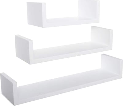 Boekenkast Wit - Hout, Wandplank voor tegen de muur en Set van 3 met Wandplanken - Voor Tegen De Muur
