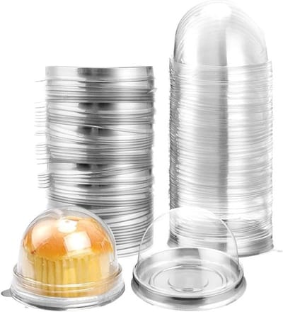 Mini cake dozen, cupcake en maan cake dozen, muffin houders met deksel voor één cupcake of muffin, perfect voor verjaardagen, bruiloften en feesten, 50 zilveren dozen met decoratieve uitstraling