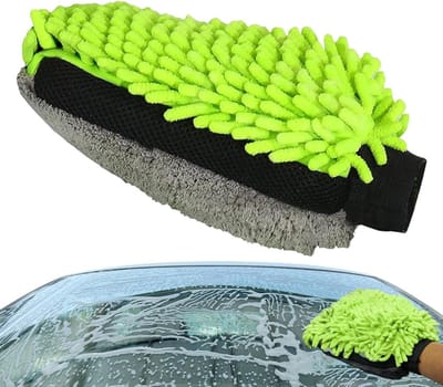 Autowashwant - Reinigingshandschoen - Auto reinigen - Dubbelzijdig ontwerp - 19x26 cm - Groen