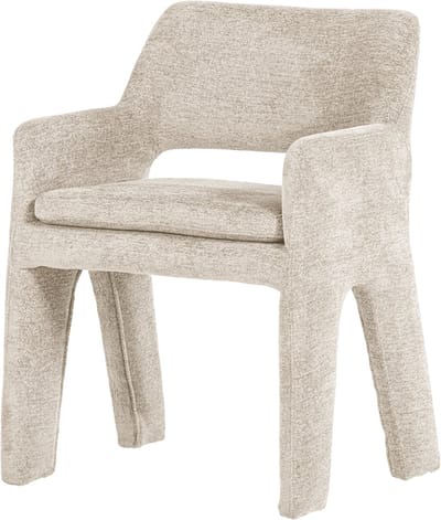 vtwonen Bigfoot Eetkamerstoel - Chenille - Zand/Beige - 78x57x56 cm