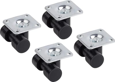 Set van 4 Zwenkwielen Ø 20 mm met Montageplaat - Stevig Transportrol voor Meubels