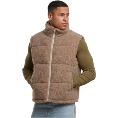 Urban Classics - Basic Teddy Puffer Mouwloos jacket - S - Paars