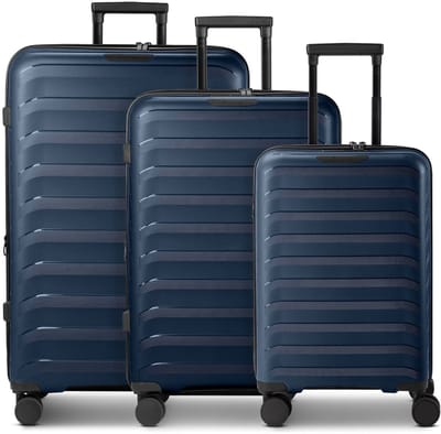 d & n Toronto 4 wielen Kofferset 3-delig met uitbreidingsplooi - Harde bagage - TSA slot - navy