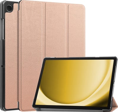 Hoes - Geschikt voor Samsung Galaxy Tab A9 Plus - Dun & Stevig - Trifold Bookcase - Hard Cover - Hardcover Book Case - Tablet Hoesje - Rosé goud