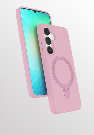 Hoesje Geschikt voor Samsung S25 / S24 hoesje zacht siliconen Licht Roze - Liquid Backcover ring hoesje Geschikt voor Magsafe