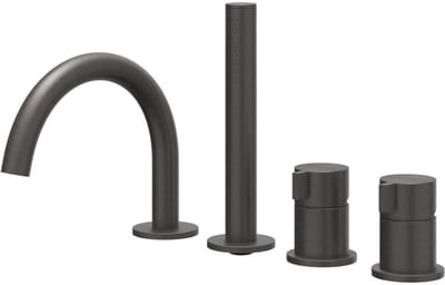 IVY Tribe Badrandcombinatie 4-Gats Mengkraan met Draaibare Uitloop en Uittrekbare Handdouche - Geborsteld RVS 316 Carbon Black PVD
