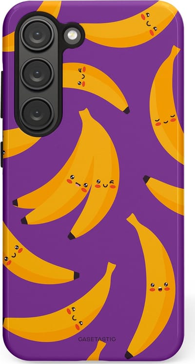 Casetastic Hoesje Geschikt voor Samsung S23 - Stijlvolle Beschermende Duo-layer Case - Kawaii Bananen