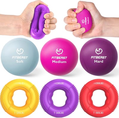 Handtrainer Set voor Gripkracht en Stressverlichting – 6-delig voor Revalidatie en Ontspanning