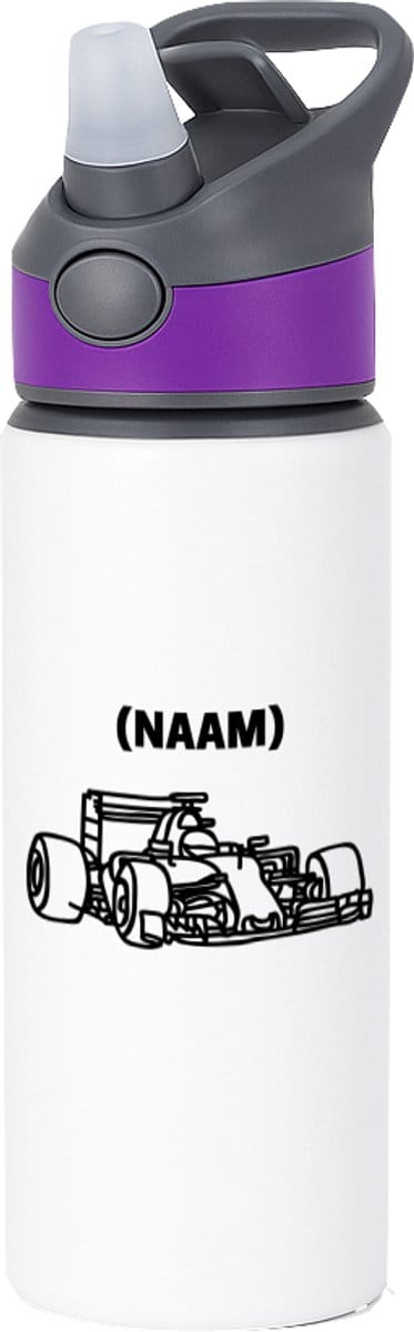 Hacebo® - Formule 1 met eigen naam waterfles met rietje paars - Auto rijden - Auto liefhebbers - Autosport - water fles - 650ML