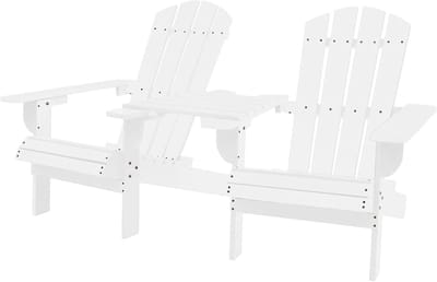 Adirondack tuinstoel - Balkonstoel tuinstoel - Ontspannen in de tuin - Geïntegreerde bijzettafel - 50 cm zitbreedte - Wit