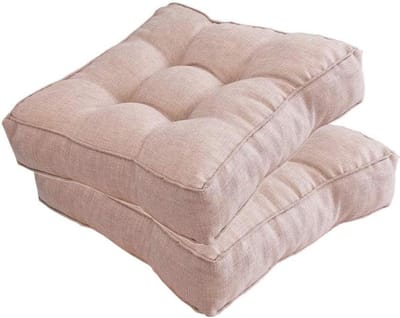 Stoelkussens Set - Zitkussens Vloerkussens - Comfortabel Zitten - Ademend Linnen - 45x45x9cm - Zilvergrijs