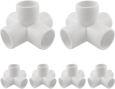 PVC Elleboog Verbindingstukken - 5-Weg Koppelingen - DIY Constructies Bouwen - Meubelkwaliteit SCH40 - 3/4 inch - Wit