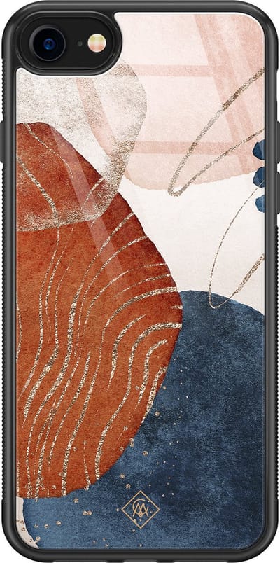Casimoda® hoesje - Geschikt voor iPhone 8 - Abstract Terracotta - Luxe Hard Case Zwart - Backcover telefoonhoesje - Multi